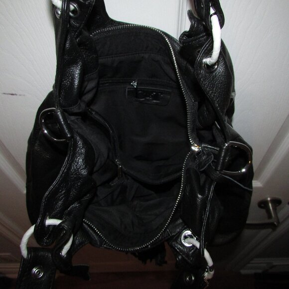 Leather Black Grommeted Handbag - NEW - Picture 10 of 12